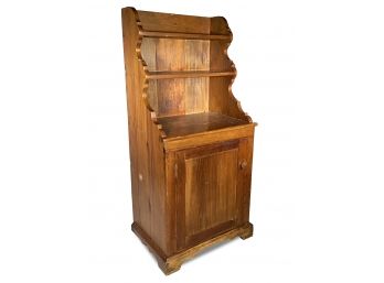 An Antique Pine Cabinet With Hutch Top - Small