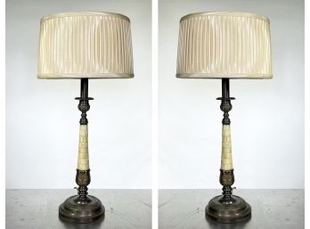 A Pair Of Bronze And Mother Of Pearl Lamps By Frederick Cooper