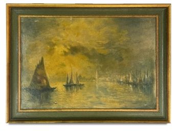 An Early 20th Century Oil On Canvas, Harbor Scene