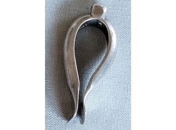 Sterling Silver Modernist Wishbone Or Abstract Form Pendant