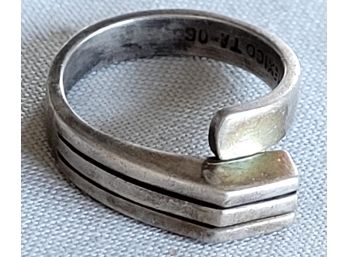 Vintage Sterling Silver Modernist Geometric Wrap Around Ring
