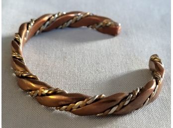 Beautiful Southwestern Vintage Copper & Sterling Silver Twist Designer Vintage Bracelet