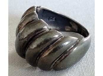 Sterling Silver Mexican Modernist Domed Ridged Ring