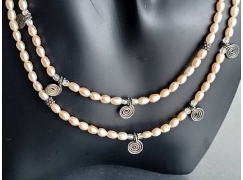 Beautiful Long Artisan Fresh Water Pearl Strand With Sterling Findings