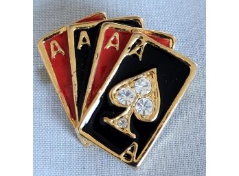 All Aces - Enamel Playing Card Ace Of Spades Brooch