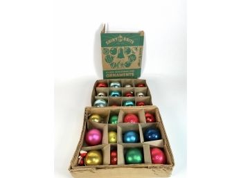 Shiny Bright Glass Ornaments (2) Boxes Mixed Colors