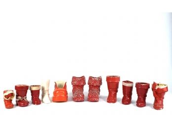 A Collection Of Red Santa Boots - Mixed Materials
