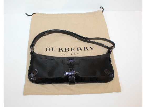 Burberry Black Leather And Satin Handbag