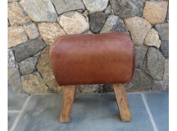 Unique Leather And Wood Stool
