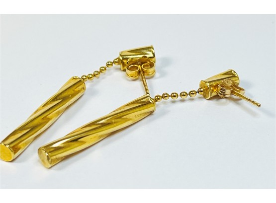 14k Yellow Gold Hanging Candy Cain Earrings