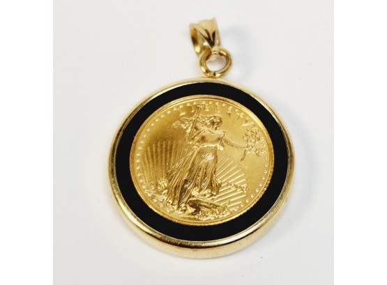 Super 1998  Gold 1/10 Oz Eagle Coin Pendant  14k Gold Bezel