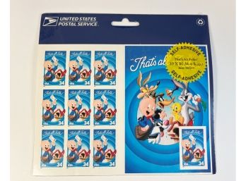 NEW 'That's All Folks' Loony Tunes Full Mint Sheet 10 Postage Stamps .34 Cent SEALED