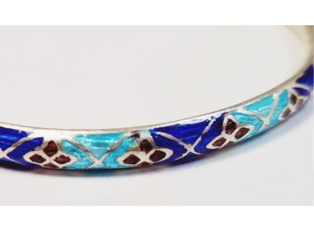 (New) Colorful Enamel Sterling Silver Bangle Bracelet