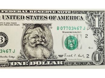 Santa Claus  $1 Dollar Bill Stop & Shop  Merry Christmas Currency Bank Note