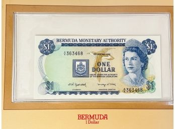 BERMUDA - 1 Dollar - Uncirculated Foreign Paper Money Sealed With Info/ History