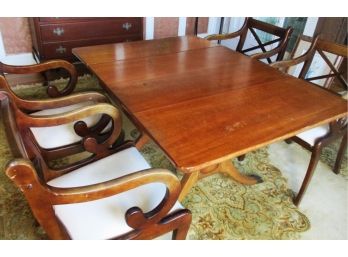 Light Mahogany Dropleaf Table And Chairs