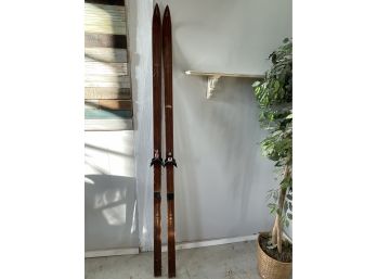 A Pair Of Wooden Vintage Cross Country Skis
