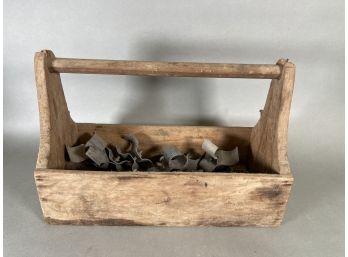 A Vintage Wooden Toolbox With 8 Brackets