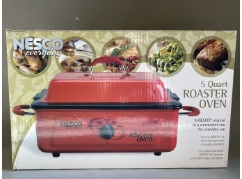 A NESCO 5 Quart Roaster Red Porcelain Oven, New In Box