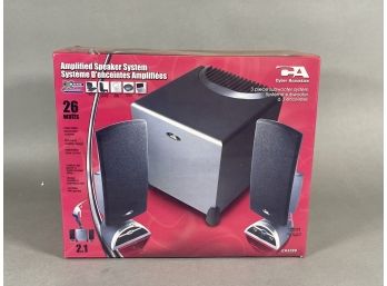 Cyber Acoustics 3 Piece Subwoofer System, New In Box