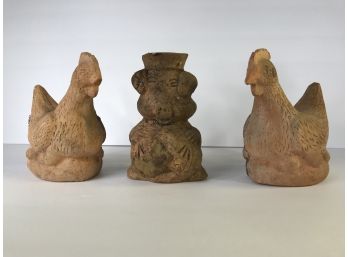 3 Clay Coin Banks Pre Columbia Renditions