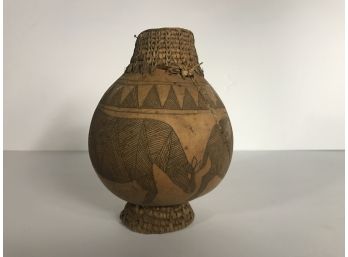 Antique - Native American Gourd Vase Or Vessel