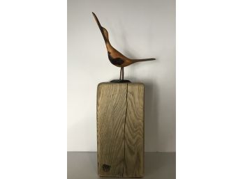 Decorative Sculpture - Coastal Tern Atop Drift Wood Base