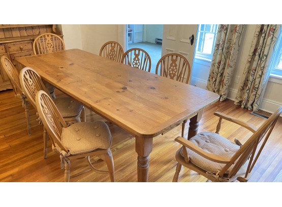 An Amazing  Large Size Pine  Wood Farm Table With One Drawer
