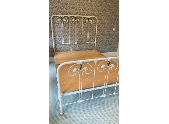 A Vintage White Metal Queen Size Bed
