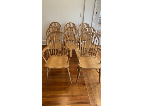 A Set Of 8 Solid Oak Dining Chairs Made In Yugoslavia