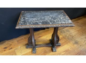 Antique Marble Top Rectangle Side Table - 23' X 14.5' X 22'h