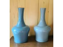 A Pair Of Large Turquoise Middle Kingdom Vases  Craftsmanship Of The Highest Quality - Exc. Condition