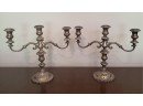Elegant Antique Pair Of Sterling Silver Candelabra (Weighted)