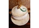 Fabulous Vintage Ceramic Moss Mushroom  Soup Terrine , Made In Italy With Lid And Under Plate