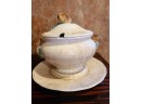 Fabulous Vintage Ceramic Moss Mushroom  Soup Terrine , Made In Italy With Lid And Under Plate