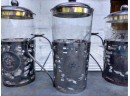 Four Shanghai Tang Tea Glasses Heavy Silver Plated With Lids