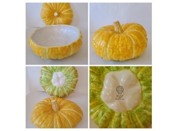 Tiffany Hand Painted Ceramic Pumpkin Soup ,  Made In Italy