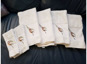 White Monkey Embroidered Hand Towels