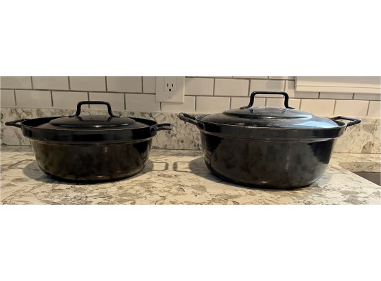 Pair Of Metal Cooking Dishes W/ Lids