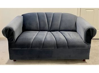 Blue Felt Love Seat By Parkhill Furniture