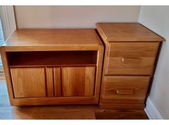 Great Pair Of Office Furniture - File Cabinet And Storage Cabinet Which Is Also On Wheels