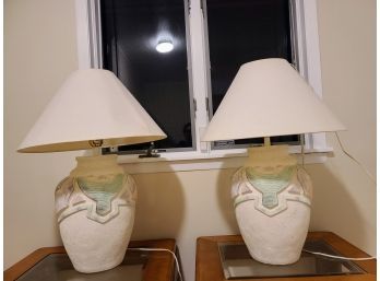Pair Of Matching, Stone Lamps