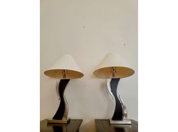 Pair Of Black Wavy Lamps
