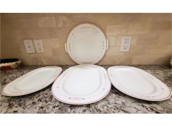 4 Serving Platters By Villeroy & Bosch Aragon Pattern  3 Oval /1 Round Often Used For Cheese Or Dessert