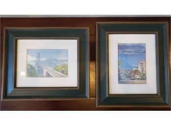Pair Of Watercolors Of San Fransisco, Signed Yelena Andrey