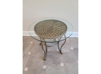 Etched Glass Small, Round Table (1 Of 2)