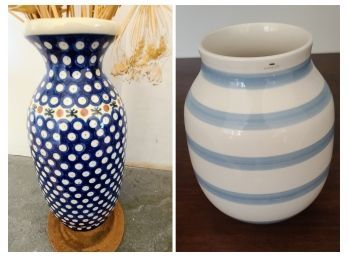 Two Vintage Ceramic Vases One By Kahler Made In Sweden