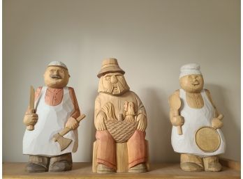 Large Whimsical Wooden Chef Characters