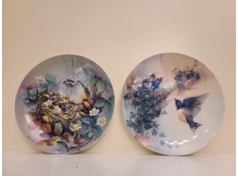 Gorgeous Decorative Pair Of Hand Painted Porcelain Plates 'Tender Lullaby' And 'cherub Chorale' By Lena Liu