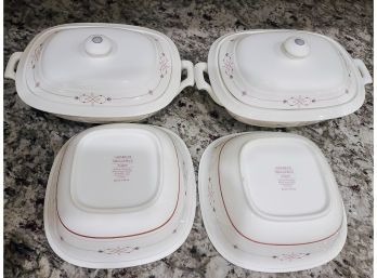 Two Villeroy And Bosch Lidded Casseroles And 2 Large Oval Serving Bowls  Same Pattern